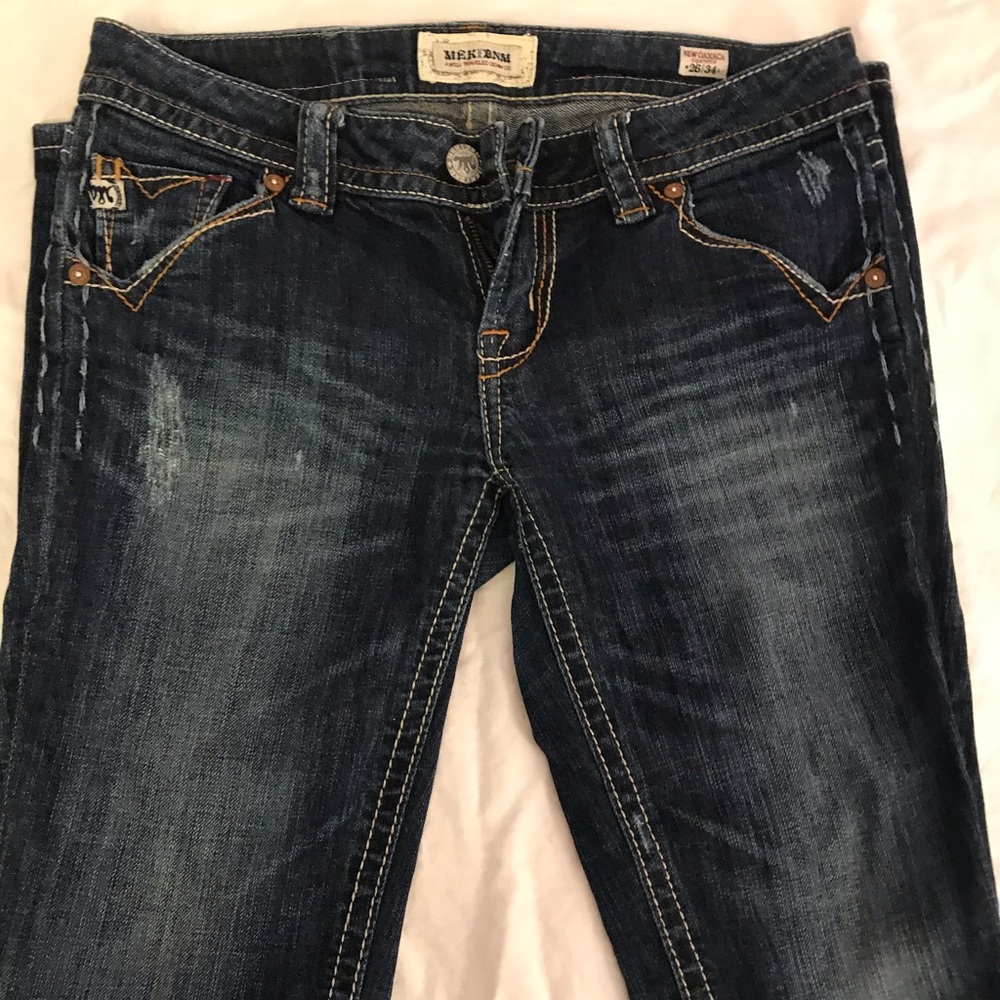 Designer Mek distressed blue jeans